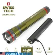 6500 Lumen LED Flashlight Rechargeable Dual Power Waterproof Power Bank IP67 New
