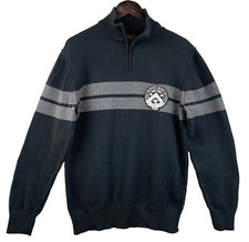 NAUTICA JEANS CO 1/4 Zip Sweater Mens Size Extra Large Blue Gray Striped Classic