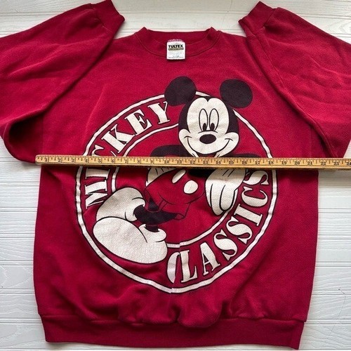 Vintage 1990's Tultex Disney Mickey Classic Red Crewneck Sweatshirt XL - Picture 7 of 8