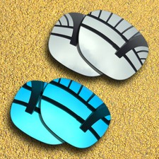 2 Pairs Lenses Replacement for-Electric Knoxville XL Polarized-Silver Ice Blue
