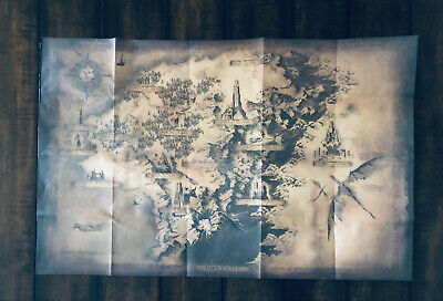 NEW Dark Souls II 2 Collector's Edition Authentic Cloth Game Map 16.5 x  11.7