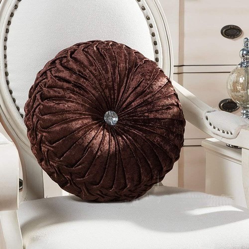 Crushed Velvet Round Cushion Filled Small & Large Stitched with Diamond  - Picture 58 of 83