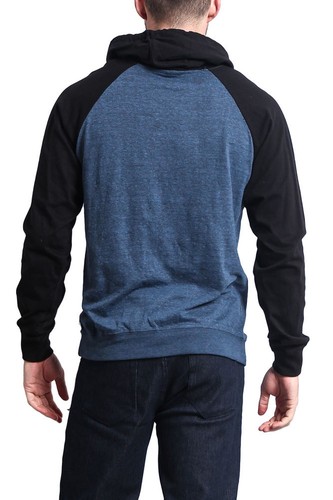 Men's Premium Lightweight Contrast Raglan Sleeve Pullover Hoodie Sweater -13114 - Picture 26 of 32