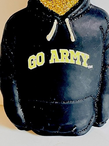 Go Army Blown Glass Ornament Black Gold Hoodie Sweatshirt 5” Old World Christmas - Picture 4 of 11