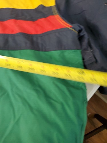 Vintage Tommy Hilfiger Jacke Herren XL Grün Blau Mantel Color Block Big Logo Flag - Bild 7 von 11