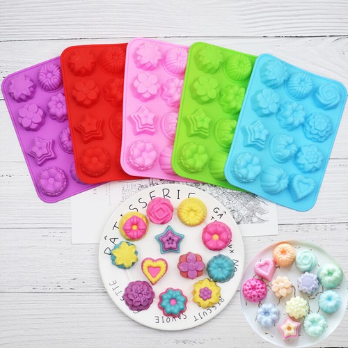 12 Cup Silicone Cake Pan Chocolate Cupcake Cookie Mould Muffin Mold Baking - Picture 10 of 10