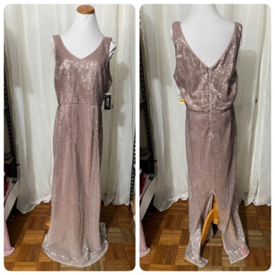 Alex & Eve Womens Sequined V-Neck Evening Dress Pink 16 Alex & Eve Womens Sequined V-Neck Evening Dress Pink 16