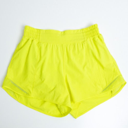 Lululemon Hotty Hot High-Rise Highlight Yellow Lined Short 4" Womens 8 Stretch