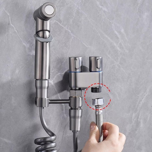 Shower Toilet Bidet Sprayer Shower Head Double Outlet Angle Valve Wall-Mount - Picture 9 of 18