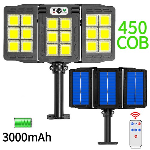 LED Solar Street Lights 3 Head Motion Sensor 270 Angle Wide Lighting Wall Lamp - Picture 25 of 26