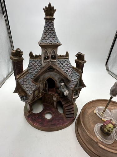 Vntg Halloween Ceramic Haunted Castle Music Box Rotating Skeleton Ghost RARE - Picture 17 of 24