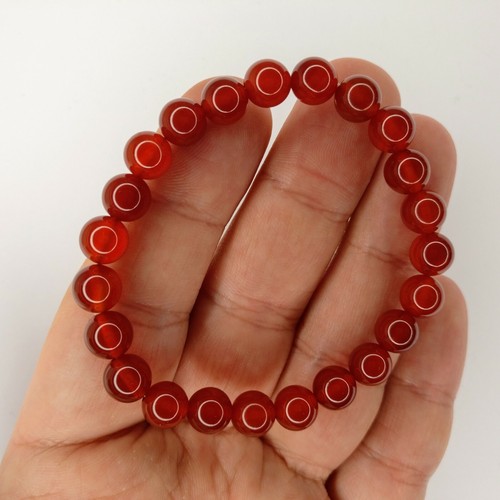 Natural Gemstone Elastic Bracelet Carnelian Agate Aqeeq 8mm Christmas Gift 054 - Picture 4 of 12