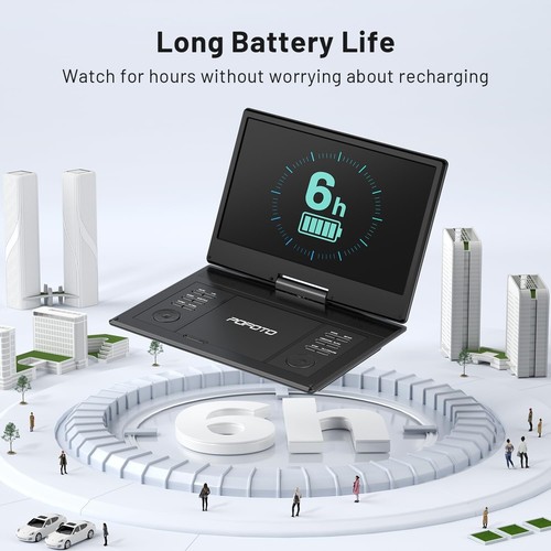 15.7" Portable DVD Player with 14.1" HD Swivel Screen, 6-Hour Rechargeable Batte - Picture 3 of 8