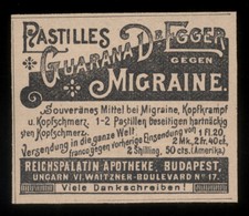 Alte Werbung 1898 Pastilles Guarana Dr. Egger Reichspalatin-Aapotheke Budapest