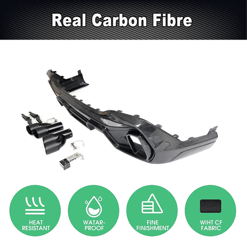 Difusor trasero de carbono alerón trasero con embellecedores de escape para paquete BMW X6 G06 M - Imagen 5 de 13