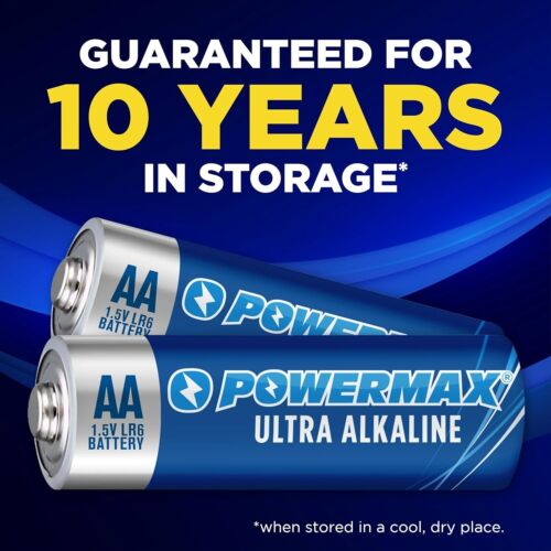 Powermax AA Batteries, Ultra Long Lasting Alkaline Battery, 10-Year Shelf life - Picture 4 of 41