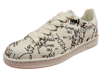 DSQUARED2 Boxer Sneaker Low Top Weiß Writings Print Damen Schuhe Leder Gr.38