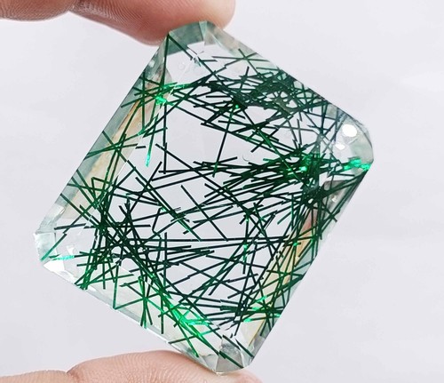 Piedra preciosa suelta de cuarzo verde atractivo corte esmeralda 230-235 quilates certificado EGL DSE - Imagen 2 de 7