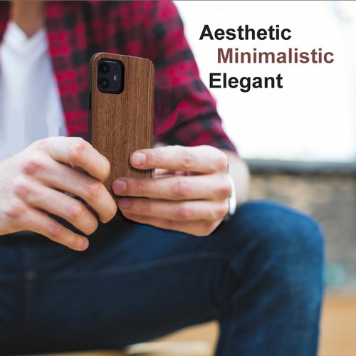 Funda protectora de poliuretano termoplástico híbrida de madera a prueba de golpes a prueba de golpes para iPhone 12 - Imagen 26 de 28