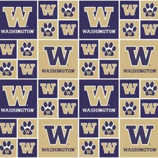 University of Washington Huskies Cotton Fabric Geometric Print-By the Yard