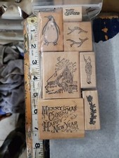 7 assorted Winter Christmas wood mounted rubber stamps 17