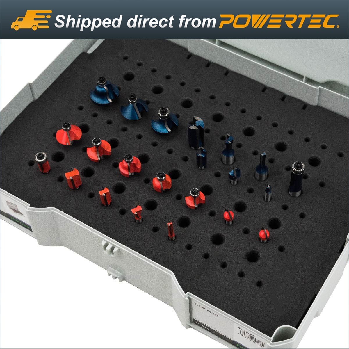 POWERTEC Router Bit Storage Tray for Festool Systainer SYS 1&comma;organzier &lpar;71419&rpar;