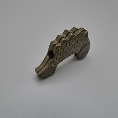 Antique Koi Fish Brass Metal Figurine Slide Pendant Hardware Lock Handle 1.75" - Picture 5 of 6