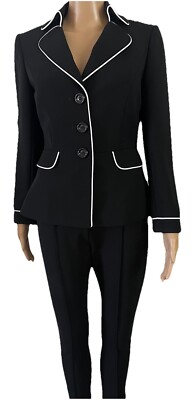 TAHARI Black White Trim Womens Suit Jacket Size NWOT