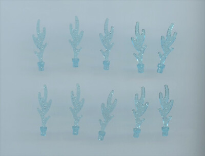LEGO x20 Glitter Trans-Light Blue Wave Rounded with Base Rim Castle Dragon Flame