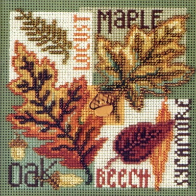 Fall Leaves Cross Stitch Kit Mill Hill 2009 Buttons & Beads Autumn
