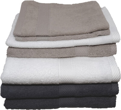 Egeria 3x Handtuch 2x Gästetuch 2x Waschhandschuh **Sale** weiß grau E76