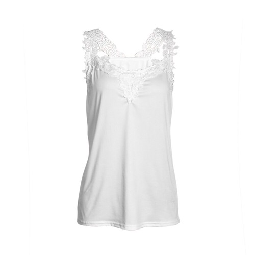 Womens Lace Floral V Neck Vest Ladies Summer Sleeneless T-Shirt Cami Tank Tops - Picture 19 of 26