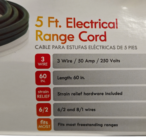 Kenmore 22-49695 3-Prong 50 Amp 250V 5ft (50 in) Electrical Range Cord - Picture 6 of 6