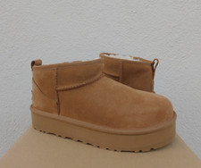 UGG SUEDE CLASSIC ULTRA MINI PLATFORM ANKLE BOOTS, YOUTH 6/ FITS WOMEN US 8 NEW