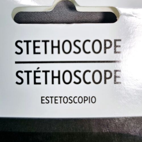 Stethoskop Arzt/Krankenschwester Requisite Kostüm Cosplay Spielzeug brandneu versiegelt schwarz silber - Bild 2 von 6