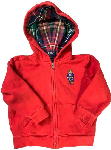 Polo Ralph Lauren 18M Sweatshirt Toddler Kid Baby Hoodie Red Bear Hole* - Picture 3 of 16