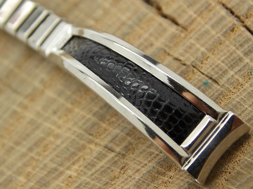 JB Champion NOS Vintage Stainless Steel & Lizard Watch Band 10mm Unused Bracelet