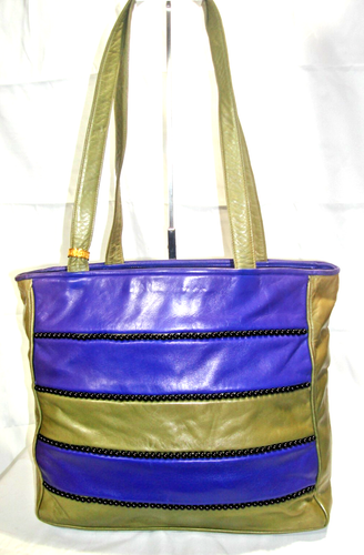Dior Royalblau & Salbeigrün Seidig Lammleder Gefüttert Ring Beuteltasche Schultertasche EUC