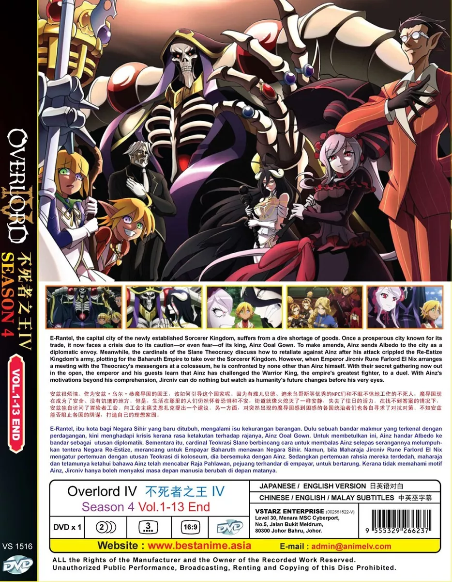 DVD Anime OVERLORD Season 1+2+3+4 Complete Series (1-52 + 2 Movies )  English Dub