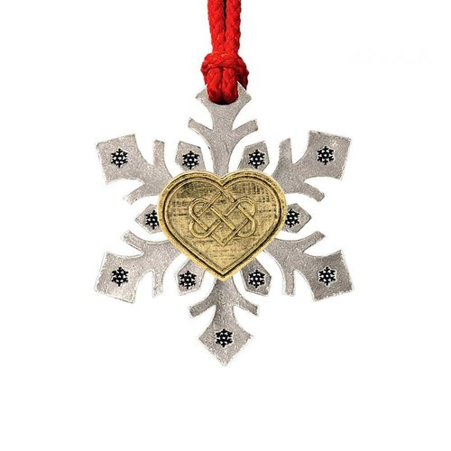 Adorno de Navidad copo de nieve corazón celta de peltre, hecho en EE. UU., A106SF - Imagen 2 de 2