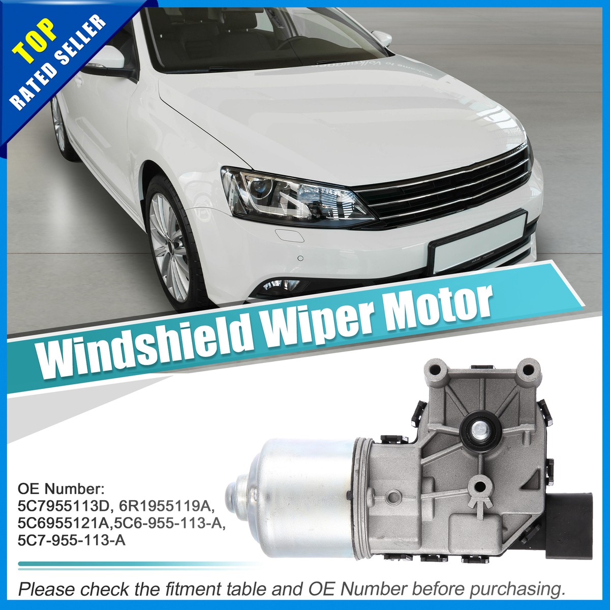 Pack of 1 For Volkswagen Jetta 2011-2018 Windshield Wiper Motor