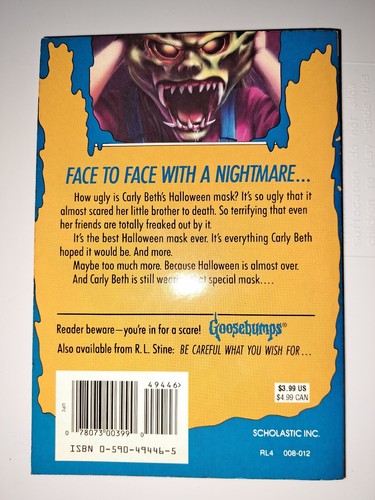 TRUE 1st Print w/MASK RARE Goosebumps #11 The Haunted Mask R. L. Stine EXCELLENT - Picture 4 of 11