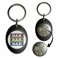 Fruit Machine Bar Plastic Shopping Trolley £1/€1 Coin Key Ring (43mm x 32mm)