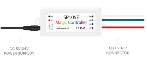 SP105E Bluetooth 4.0 LED Controller 1200 LEDs 5-24V WS2812B, APA102, WS2811 BT - Picture 3 of 6