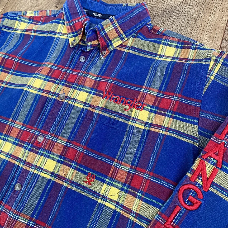 Camisa Western Wrangler 20X Franela a Cuadros Juvenil XXL Mujer Pequeña Mediana Botón Foto 2 de 4