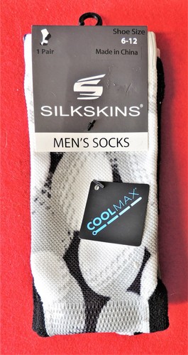 1 Pr Silkskins Coolmax Men's Socks Shoe Size 6-12 Sports Baseball or Golf Balls - Picture 2 of 3