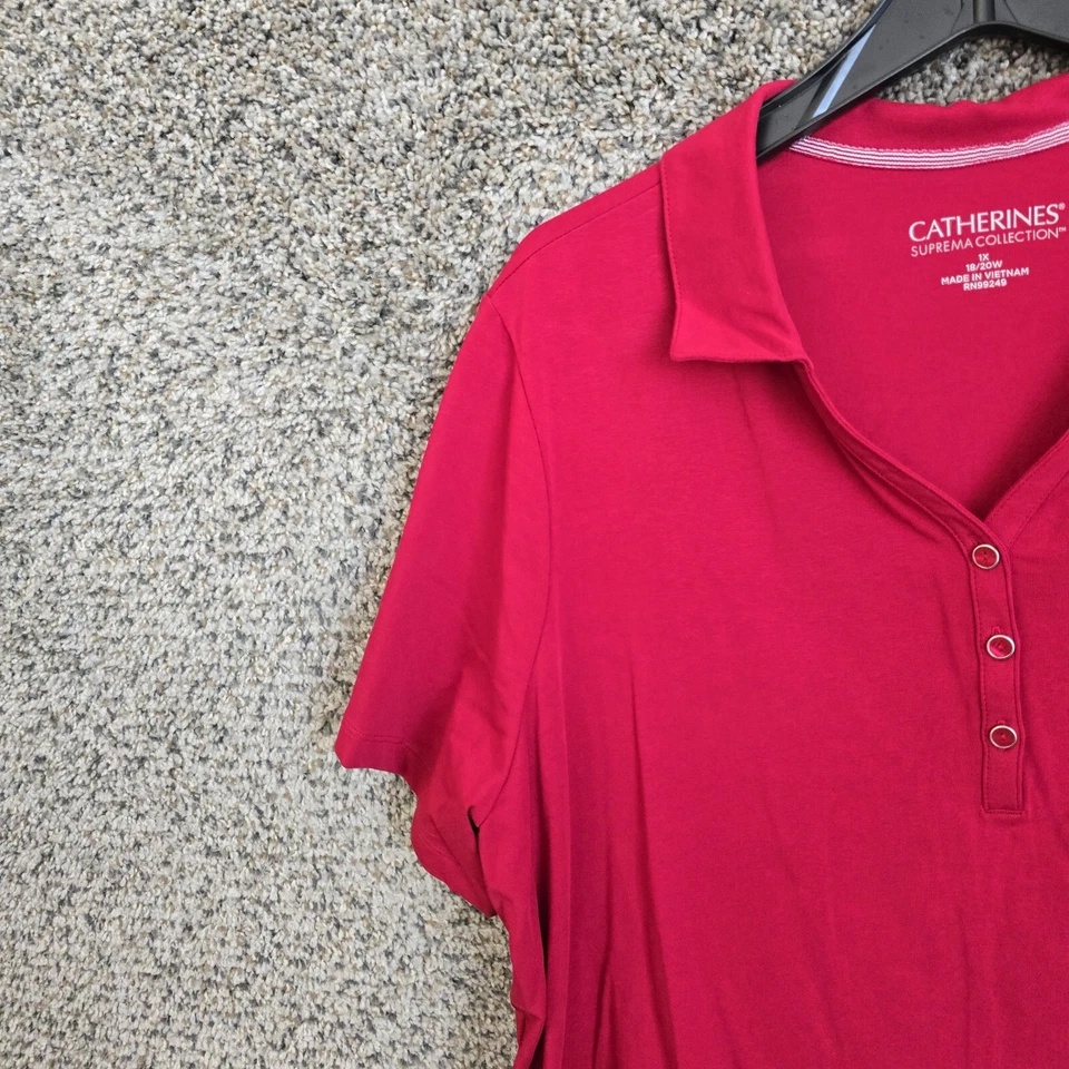 Top Catherines Mujer Plus 1X 18/20W Rojo Colección Suprema Polo Informal Damas Foto 3 de 4