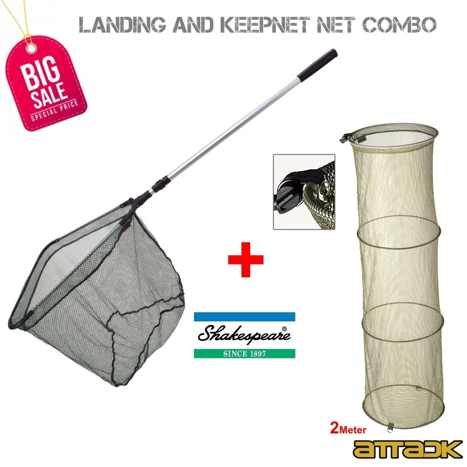 2 Meter Attack Setskescher + Shakespeare Landing Net Tele Medium Combo