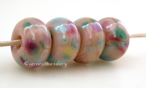 DESERT BOUQUET Frit * handmade lampwork glass beads TANERES sra pink purple - Picture 4 of 4