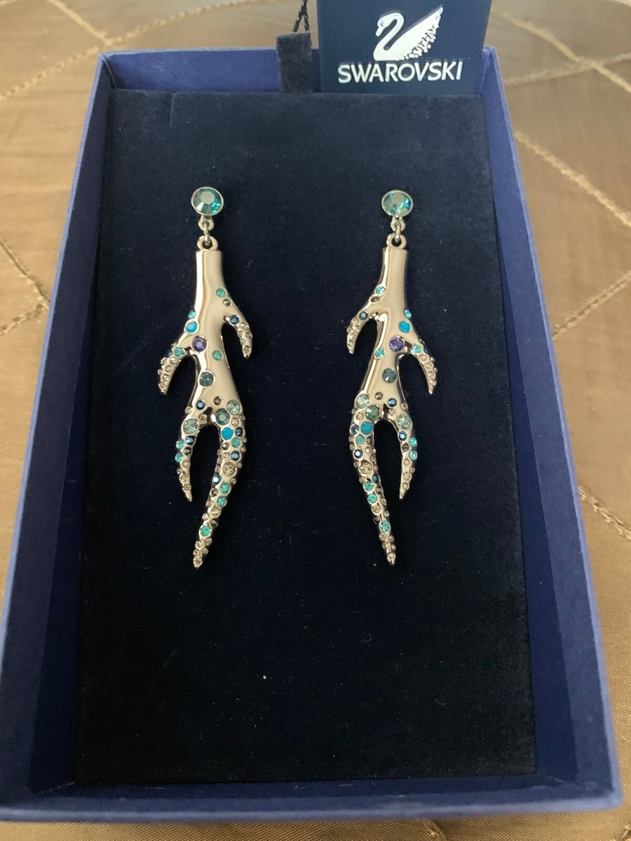 Swarovski Swan Signed Blue Crystal Domination Pierced Drop